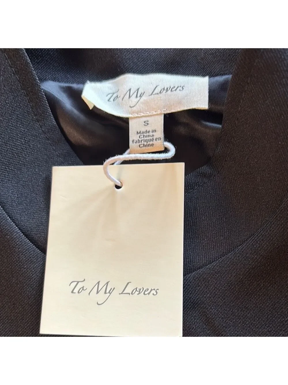 To My Lovers Black Blazer Classic Tailored Suit Jacket Small NWT